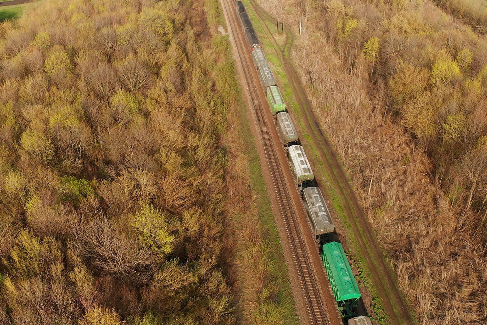 A Train That Carries A Train Of Freight Cars. Train Travel By Ra